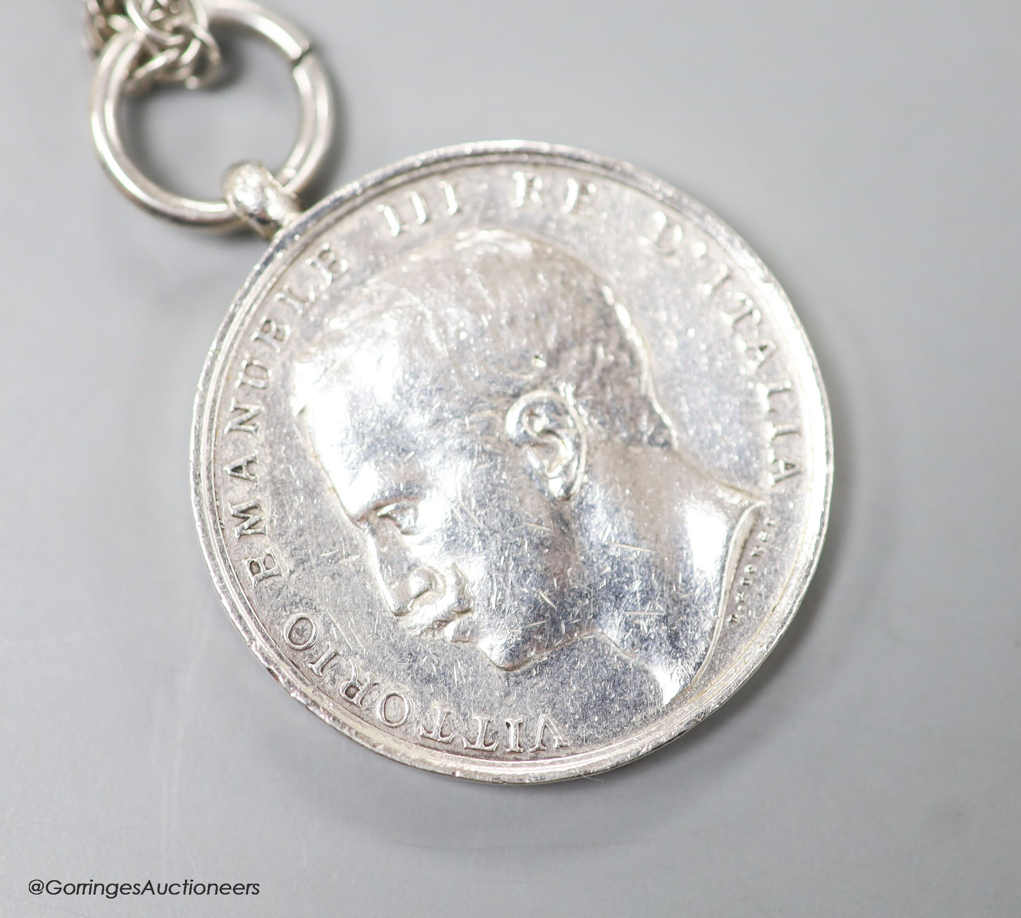 A Vittorio Emanuele III silver 'Medaglia Commemorativa', 1908<
